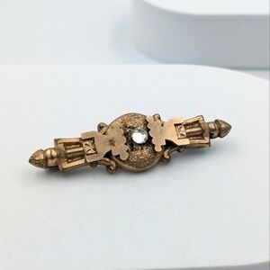 Antique Victorian rose gold filled and paste bar brooch pin